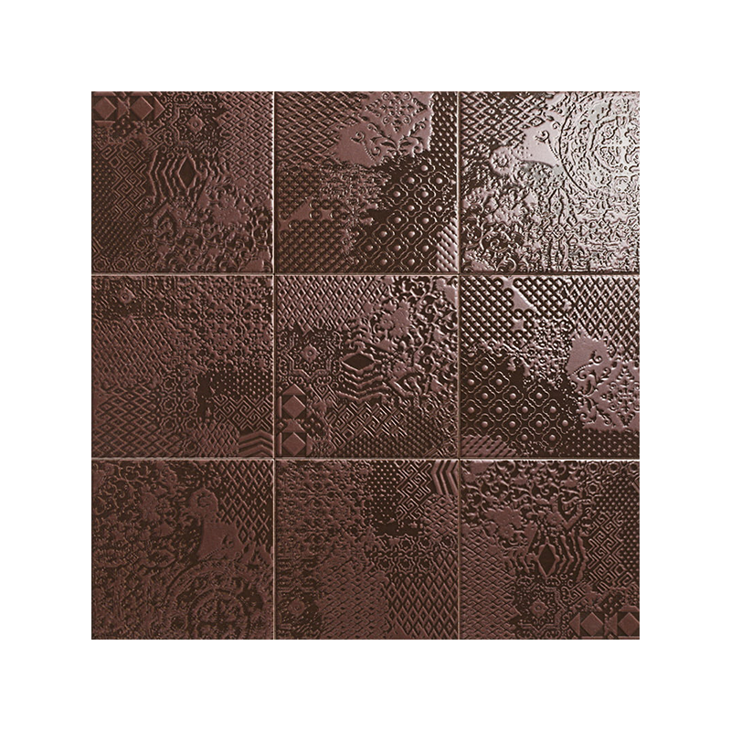 Décor marron satiné 20X20 cm carrelage Effet Metal