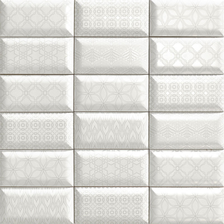 Luxor blanc brillant 10X20 cm carrelage Effet 3D volume