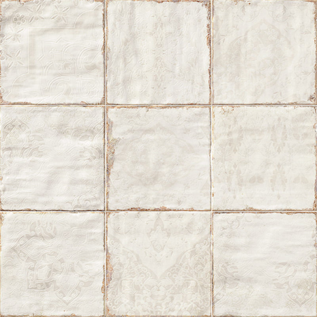 Décor Tirreno blanc satiné 20X20 cm carrelage Effet Thickness 9mm