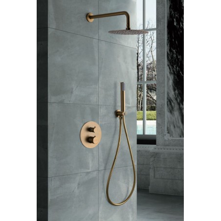 Imex ingebouwde thermostatische douche set Line serie in geborsteld goud kleur