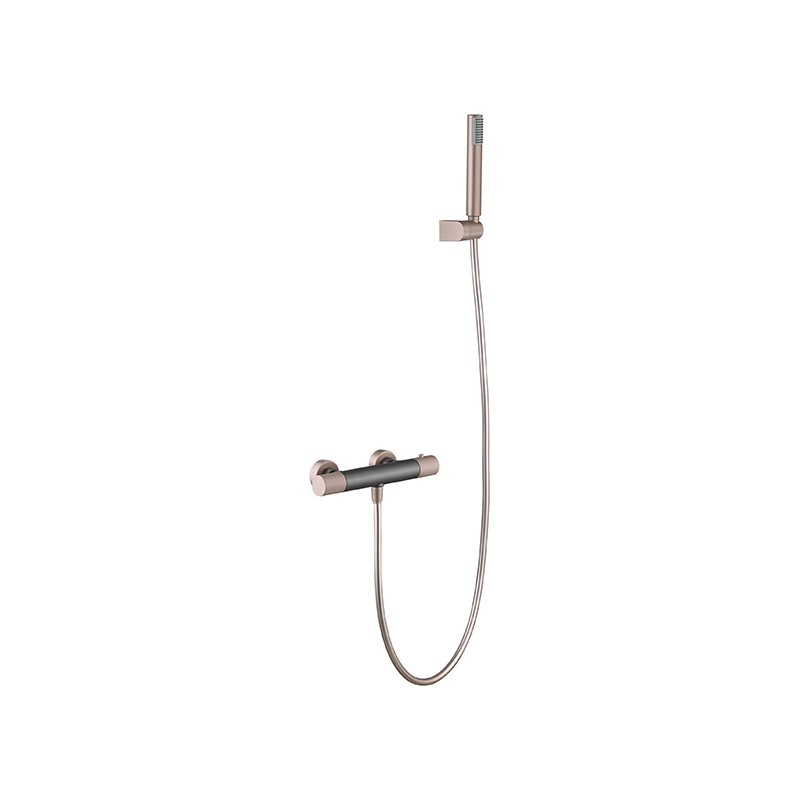 Imex Line-serie thermostatische douche in mat grijs en champagnekleur