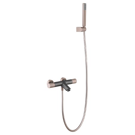 Imex robinets thermostatiques pour baignoire et douche série Line coloris gris mat et champagne