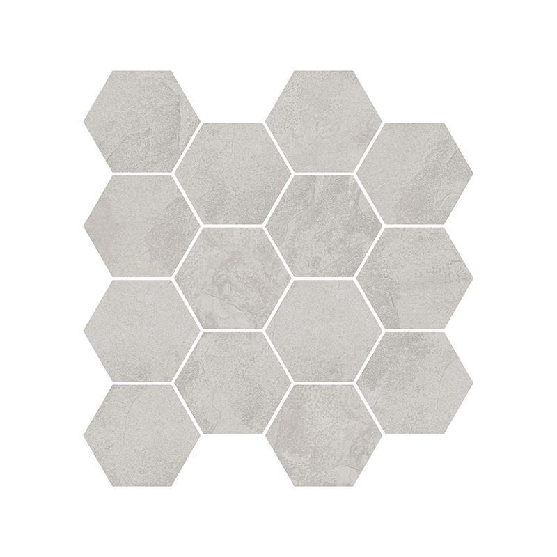 Mosaïque Grand Canyon hexagonale argenté mat 28,3X26,5 cm carrelage Effet Pierre