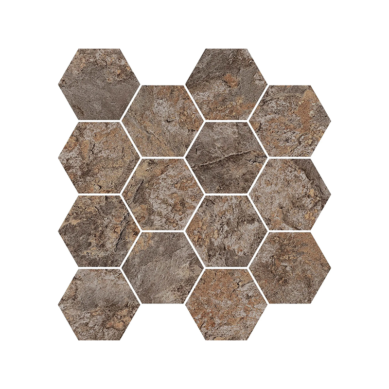 Mosaïque Ardesia hexagonale oxyde mat 28,3X26,5 cm Effet Pierre