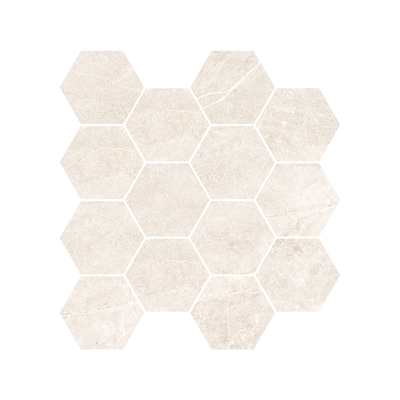 Mosaïque Tempo hexagonale cotton poli 28,3X26,5 cm Effet Pierre