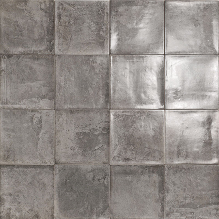 Nazari gris foncé brillant 15X15 cm carrelage Effet Ciment