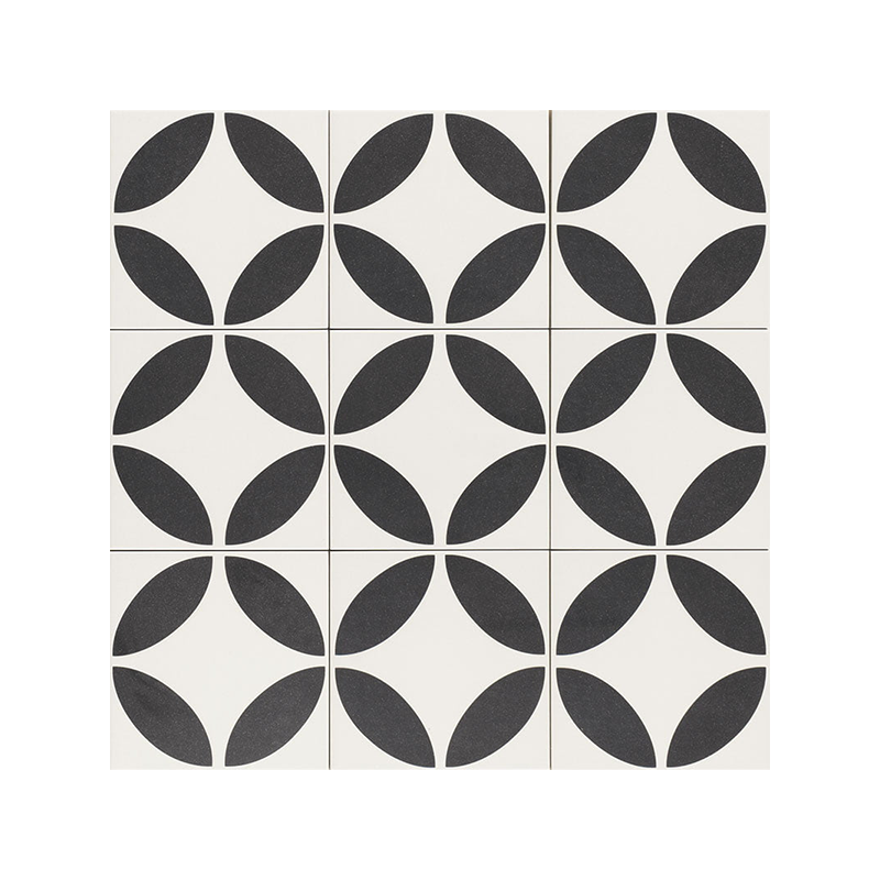 Cavan blanc/noir mat 20X20 cm carrelage Effet Ciment